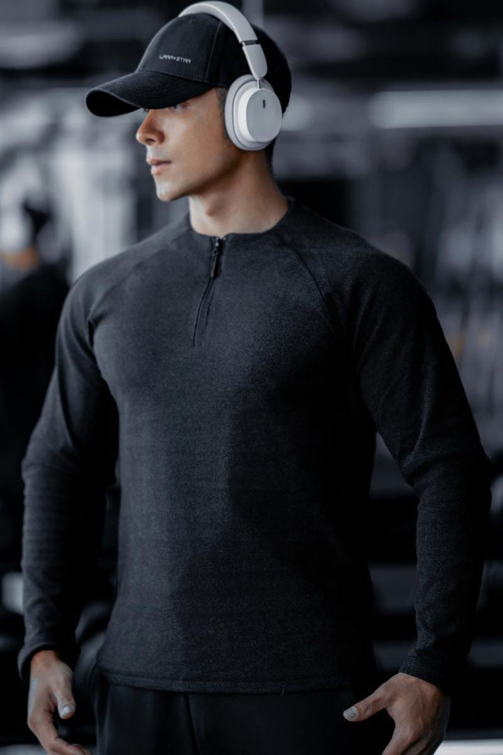 Herren Langarm Workout Shirt mit innovativem Reißverschluss Echoarchiv