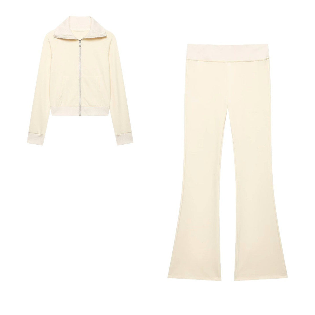Damen Hochtaillierte Stretch-Flared-Hose mit weitem Schlag und elastischem Bund Echo Archiv
