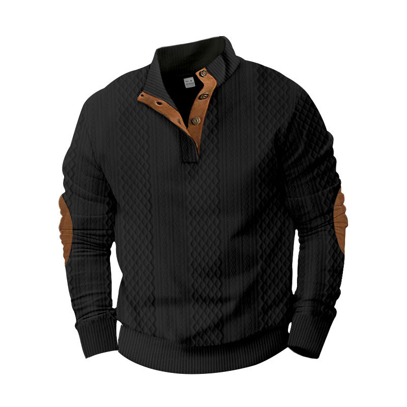 Herren modischer Strickpullover mit innovativem Kragen und eleganten Kontrastdetails Echoarchiv