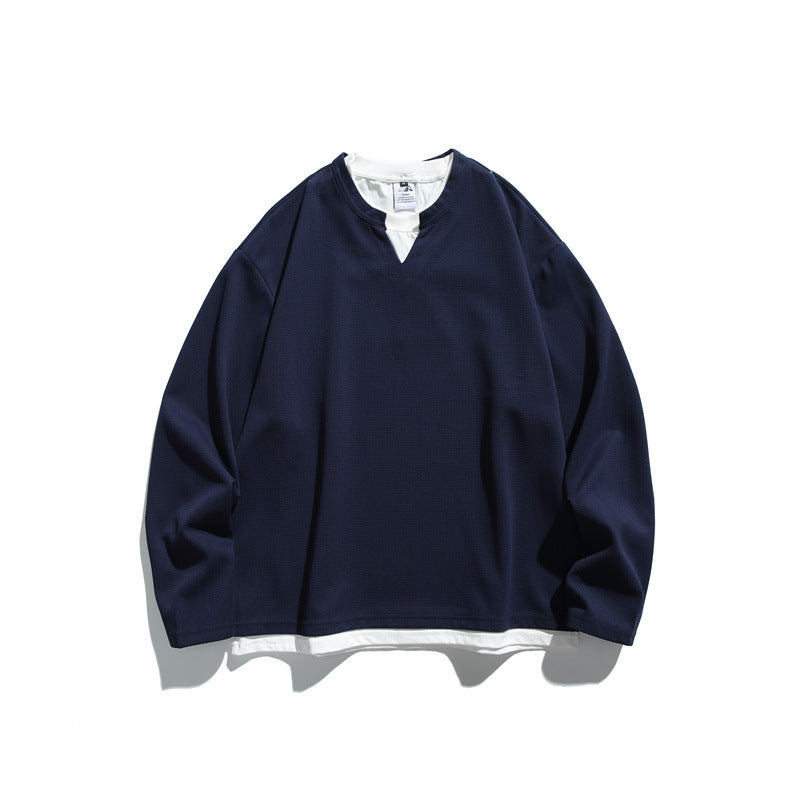 Unisex Oversize-Sweatshirt mit V‑Notch und integriertem Layer‑Look Echoarchiv