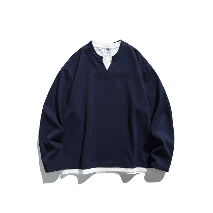 Unisex Oversize-Sweatshirt mit V‑Notch und integriertem Layer‑Look Echoarchiv
