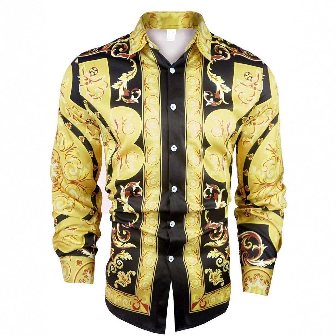 Herren Langarmhemd mit hochwertigem Ketten-Design und eleganten Akzenten Echoarchiv