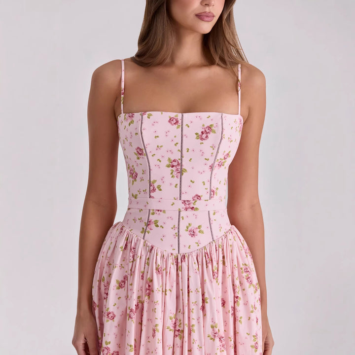 Damen Blumiges Midi-Kleid mit raffiniertem Schnitt Echo Archiv