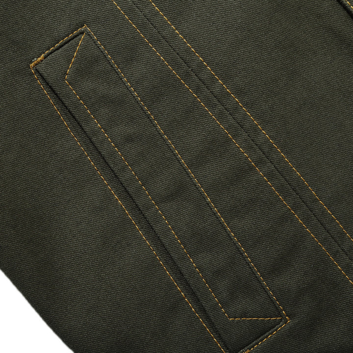 Herren Canvas Overshirt mit militärischer Optik Kontraststeppungen und Brustklappen – Taviero