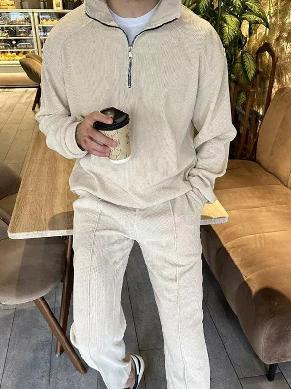 Herren lässiger Reißverschluss-Pullover mit passender Jogginghose Echoarchiv