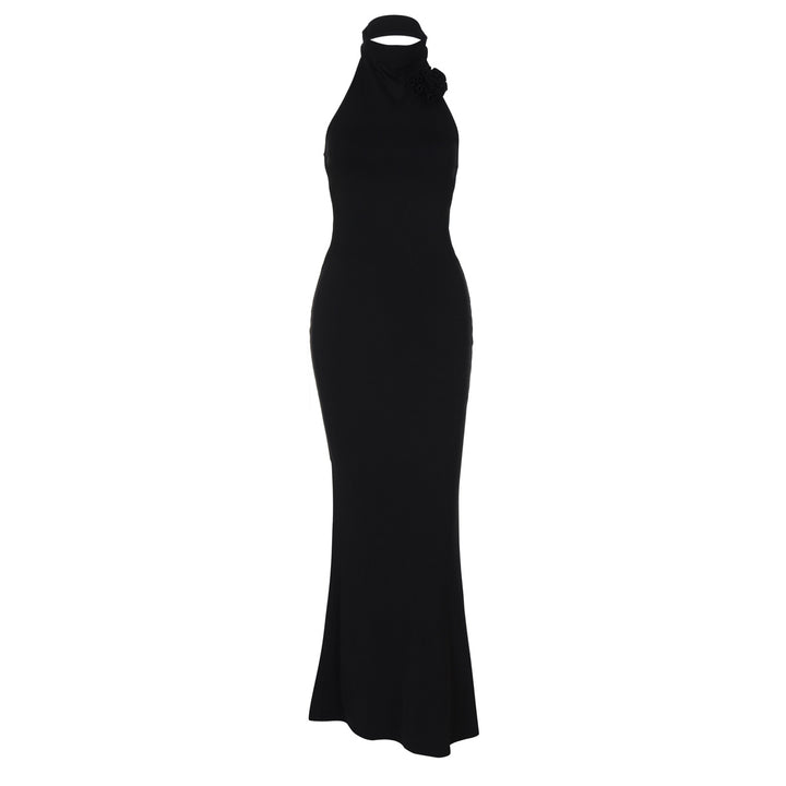 Damen Elegantes Maxi-Kleid mit raffiniertem Halter und floralem Akzent Echo Archiv