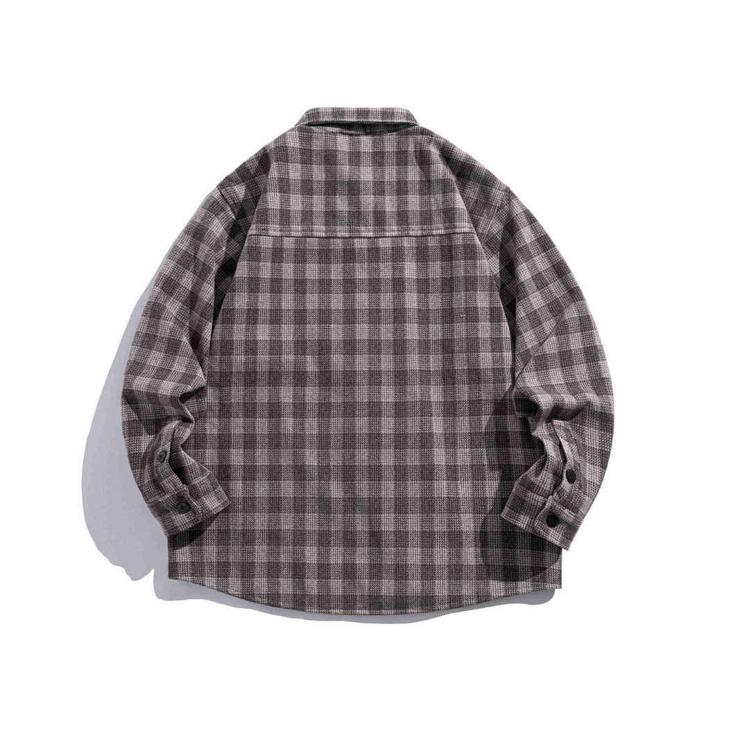 Herren Karierte Hemdjacke aus Wollmischung mit Overshirt-Schnitt und aufgesetzter Brusttasche Echoarchiv