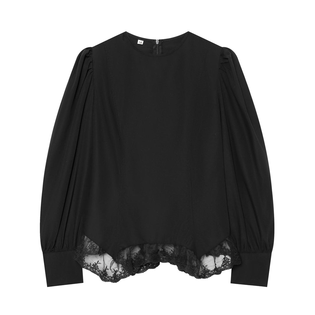 Damen Bluse mit Ballonärmeln und Spitzenbesatz Echo Archiv