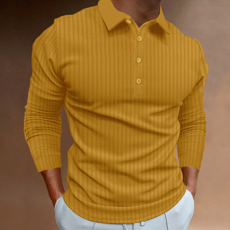 Herren Langarm Polo-Shirt mit strukturiertem Design Echoarchiv