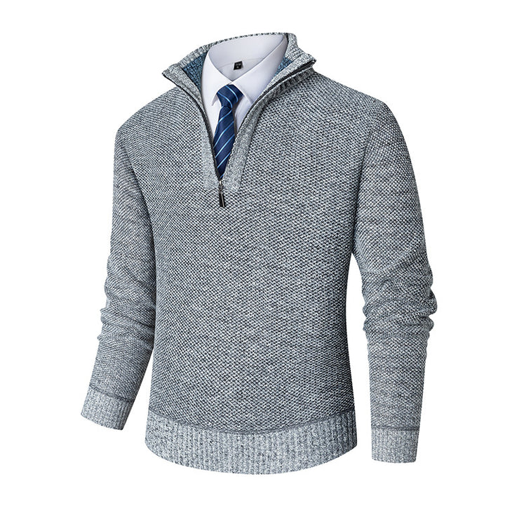 Herren Feinstrickpullover mit halbem Reißverschluss Echoarchiv