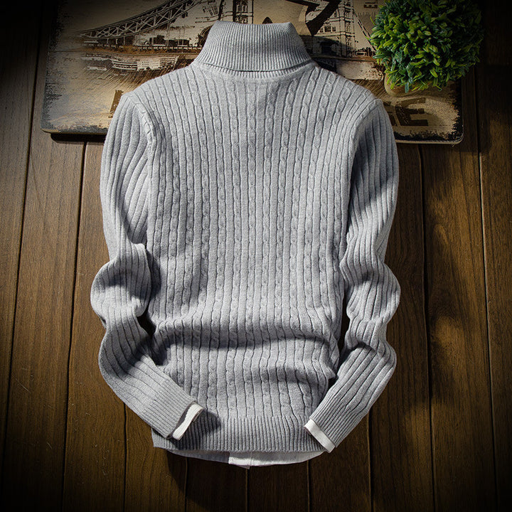 Herren Strickpullover mit hohem Kragen und strukturiertem Design Echoarchiv