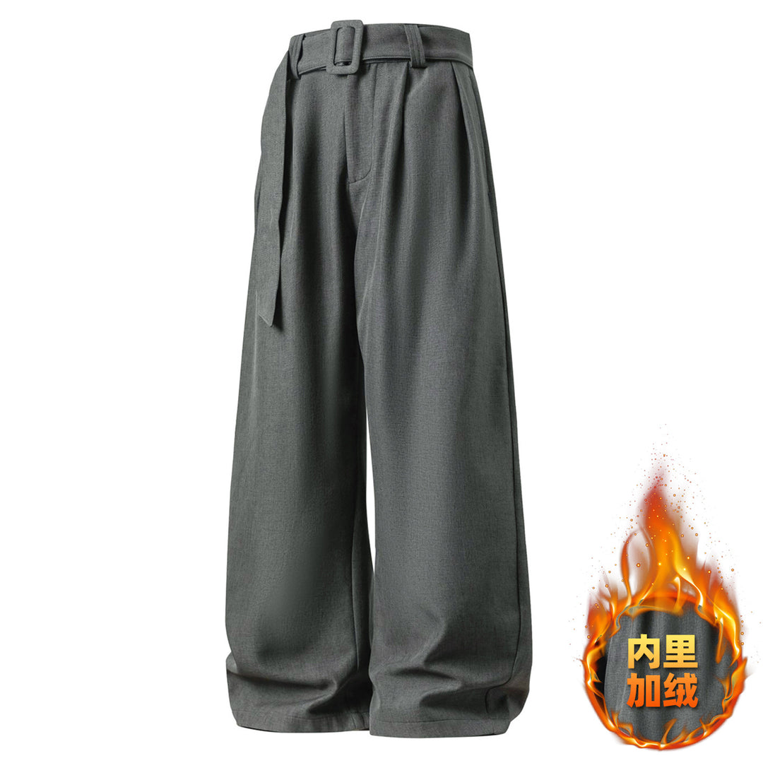 Damen Weite High-Waist Palazzo-Hose mit Bundfalten und Bindegürtel Echo Archiv