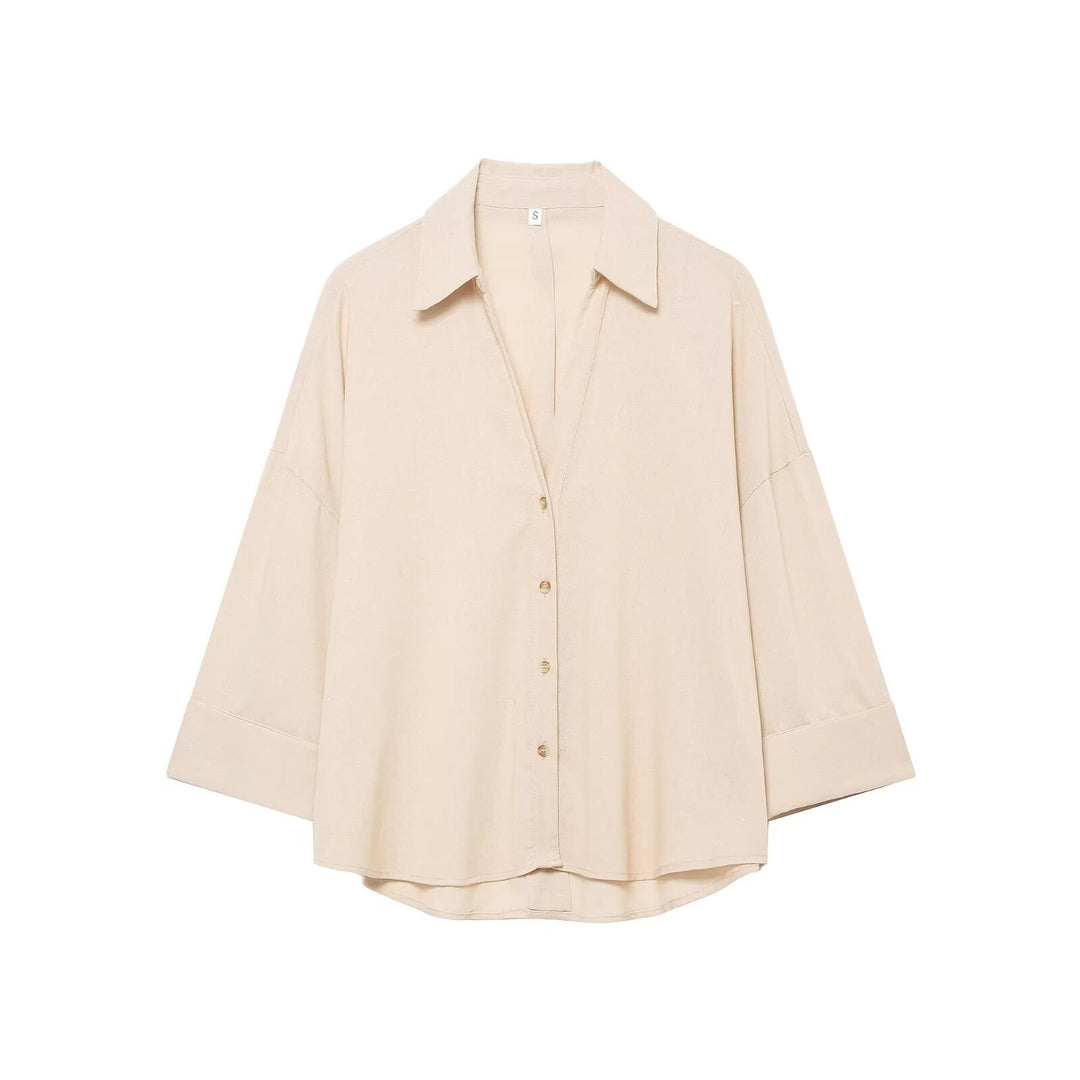 Damen Oversized-Hemdbluse mit kastiger Silhouette, weiten Kimonoärmeln und abgerundetem Saum Echo Archiv