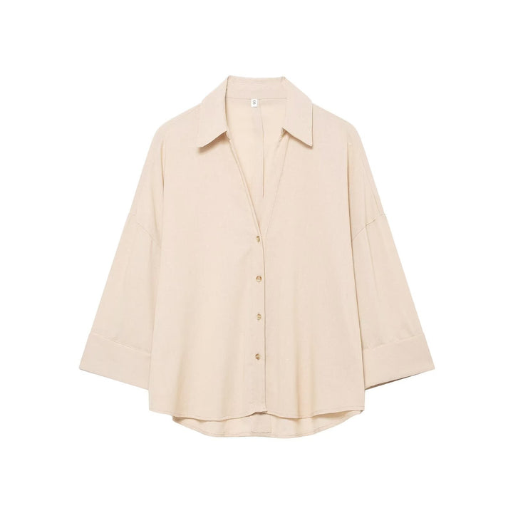 Damen Oversized-Hemdbluse mit kastiger Silhouette, weiten Kimonoärmeln und abgerundetem Saum Echo Archiv