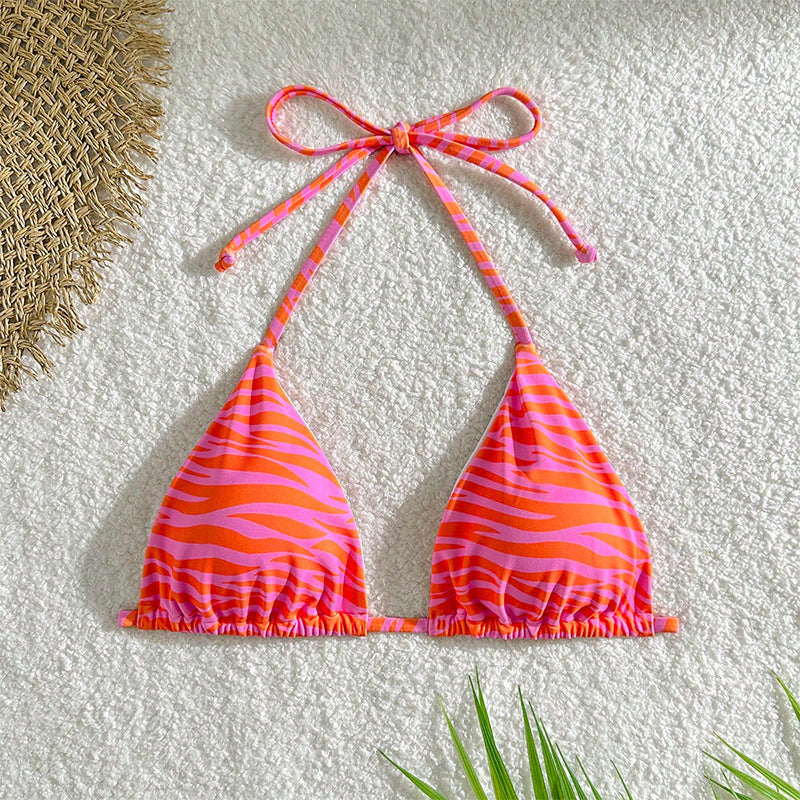 Damen Triangel-Bikini mit modischem Zebra-Muster und Binde-Detail Echo Archiv