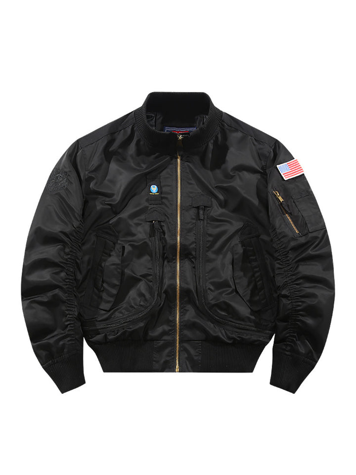 Herren Piloten-Bomberjacke mit Patchdetails und multifunktionalen Taschen Echo Archiv