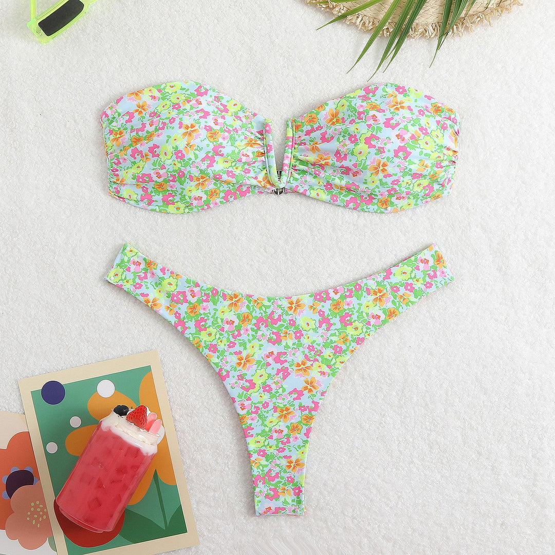 Damen Bandeau-Bikini mit floralem Design und elegantem Verschluss Echo Archiv