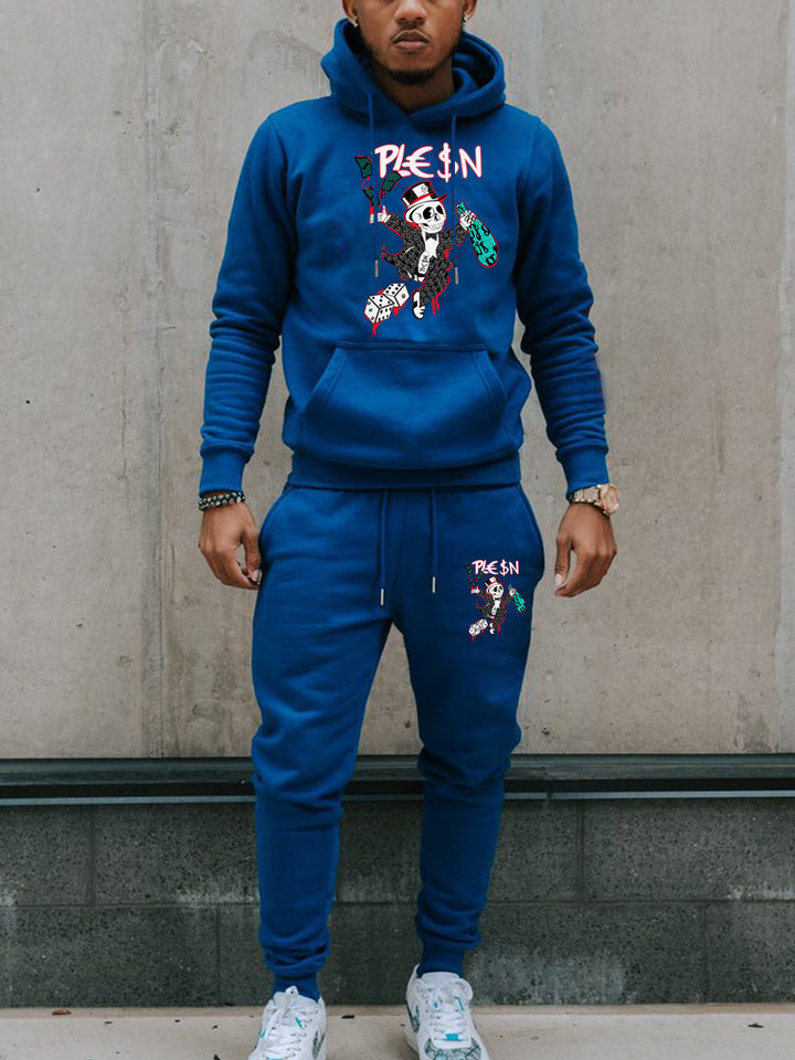 Herren Jogginganzug mit auffälligem Grafikdesign und praktischem Kängurutaschen Echoarchiv