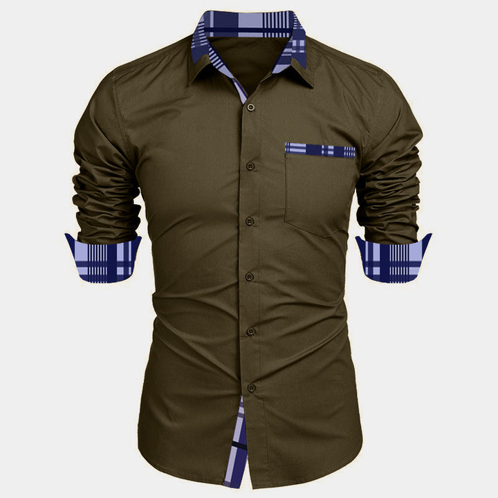 Herren Freize shirt mit kariertem Innenkragen und modischem Schnitt Echoarchiv