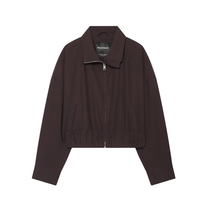 Damen Cropped Boxy‑Jacke mit Reißverschluss, Stehkragen und elastischem Saum Echo Archiv