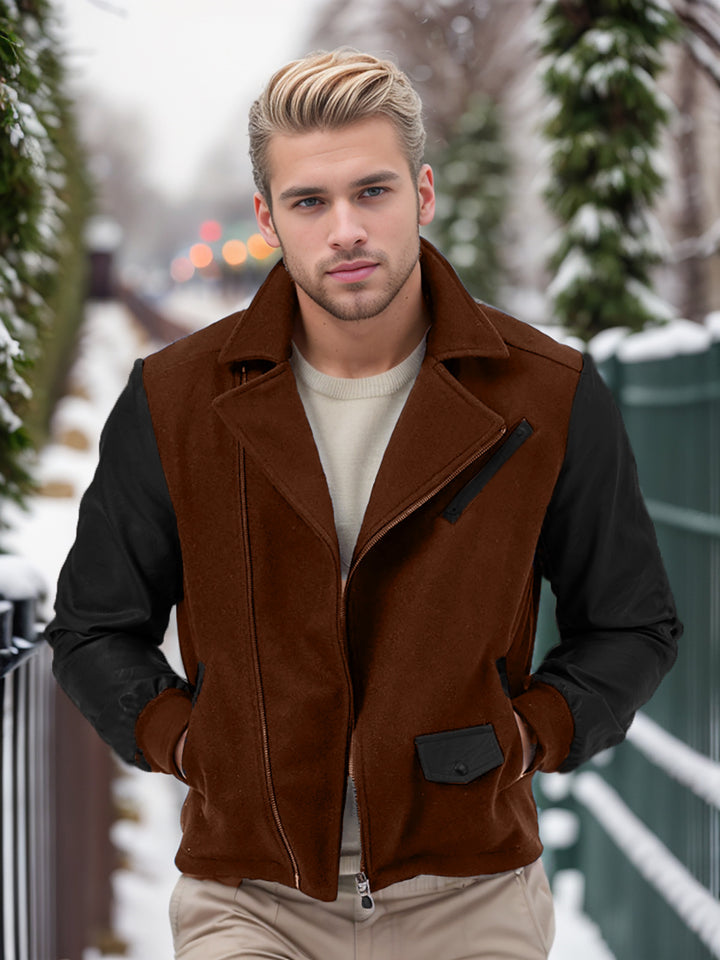 Herren Bikerjacke mit zwei Materialien und praktischen Taschen Echoarchiv