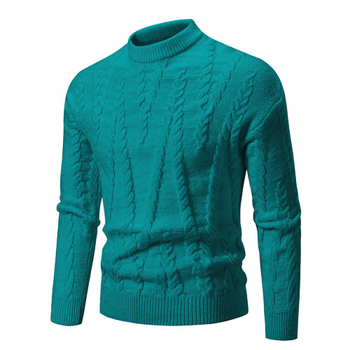 Herren Strickpullover mit klassischem Zopfdesign und hohem Kragen Echoarchiv