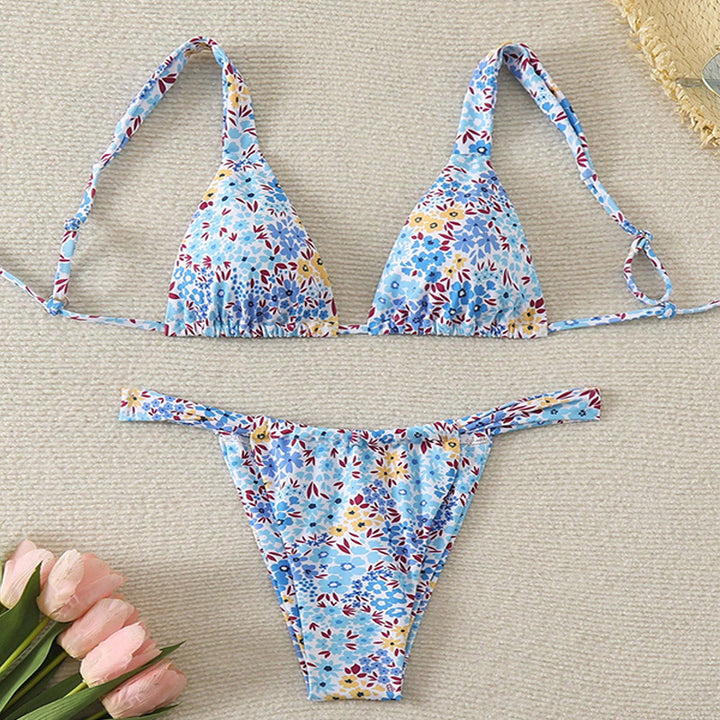 Damen Triangel-Bikini mit verstellbaren Trägern und floralem Design Echo Archiv