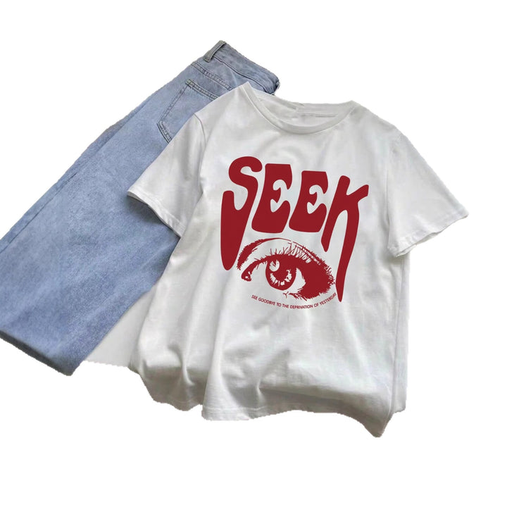 Damen T-Shirt mit auffälligem Grafikdruck Echo Archiv