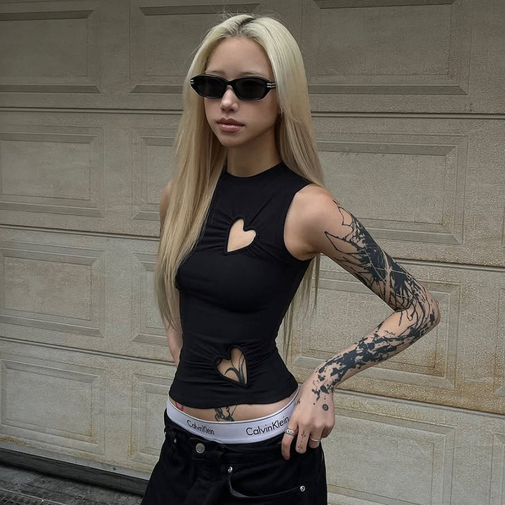 Damen modisches Trägershirt mit herzförmigem Cut-out und figurformendem Schnitt Echo Archiv
