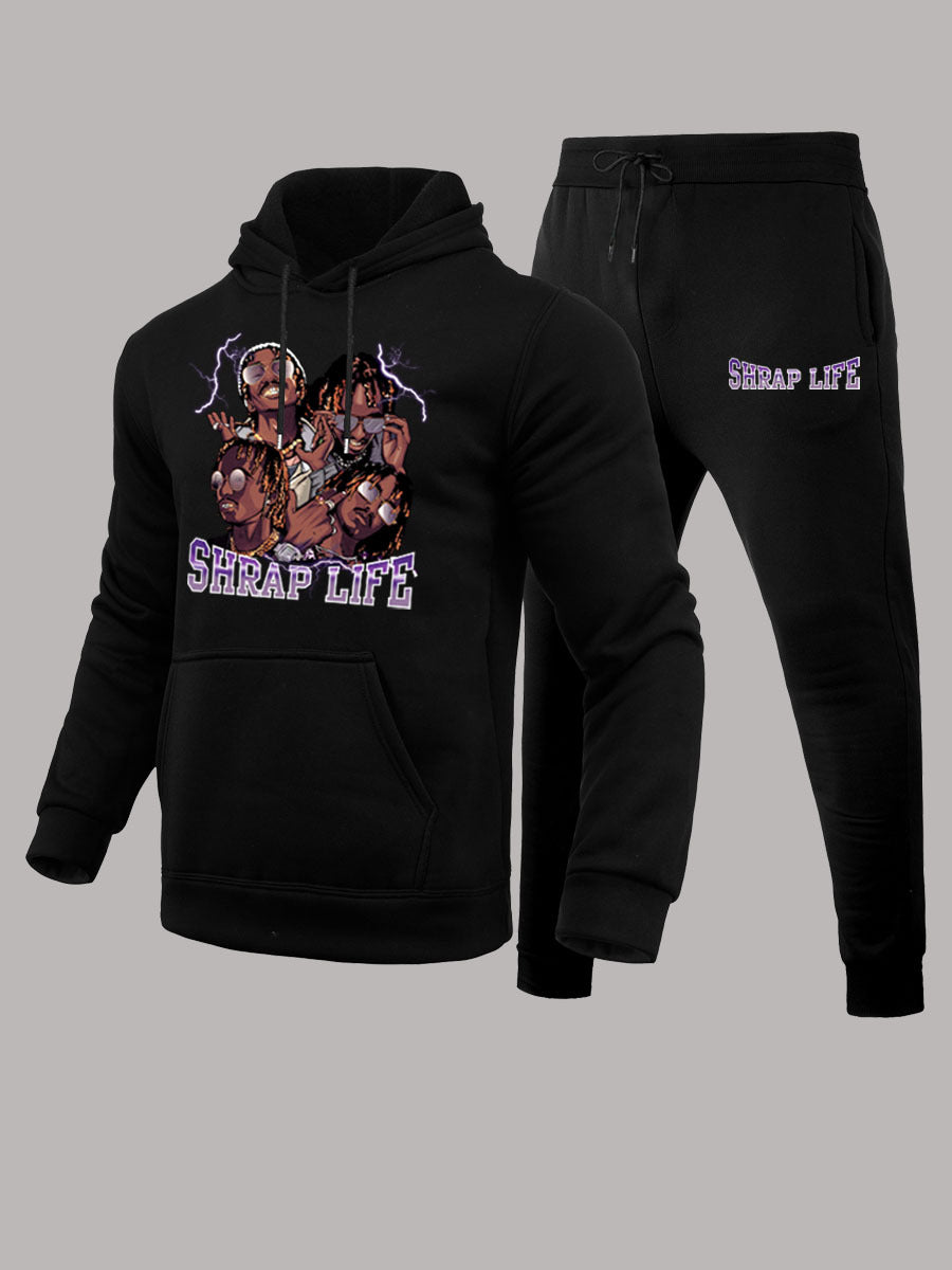 Herren Hoodie und Jogginghose Set mit kreativem Grafikdruck Echoarchiv