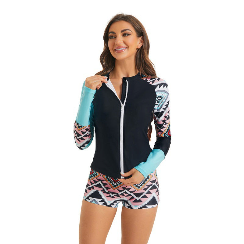 Damen Rashguard-Oberteil mit sportlichem Design und grafischem Print Echo Archiv