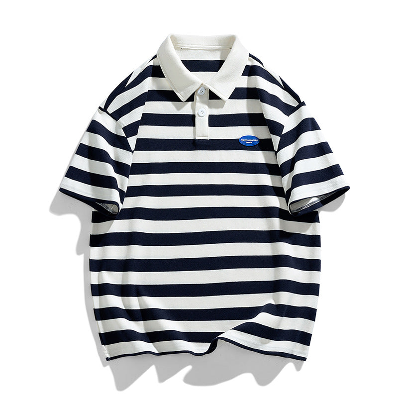 Herren lässiges Poloshirt mit breiten Streifen und hochwertiger Baumwolle Echoarchiv