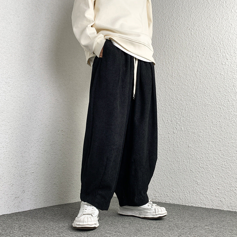 Unisex Extraweit geschnittene Cord-Loungehose mit Tunnelzug und elastischen Bündchen Echo Archiv