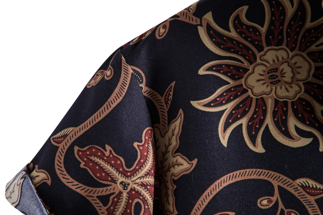 Herren Kurzarmhemd mit floralen Mustern und bequemer Passform Echoarchiv