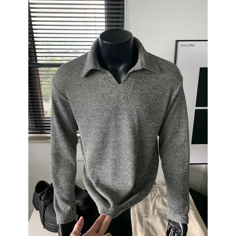 Herren Feinstrick-Polo-Pullover mit offenem Reverskragen und leichter Struktur Echo Archiv