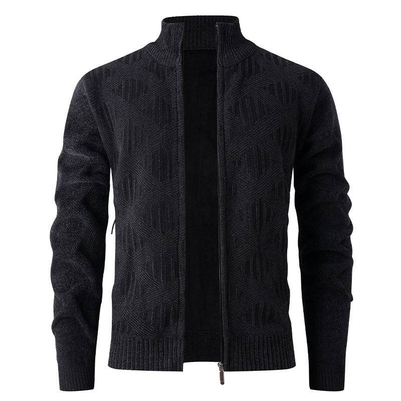 Herren Strickjacke mit strukturiertem Design und modernem Reißverschluss Echoarchiv