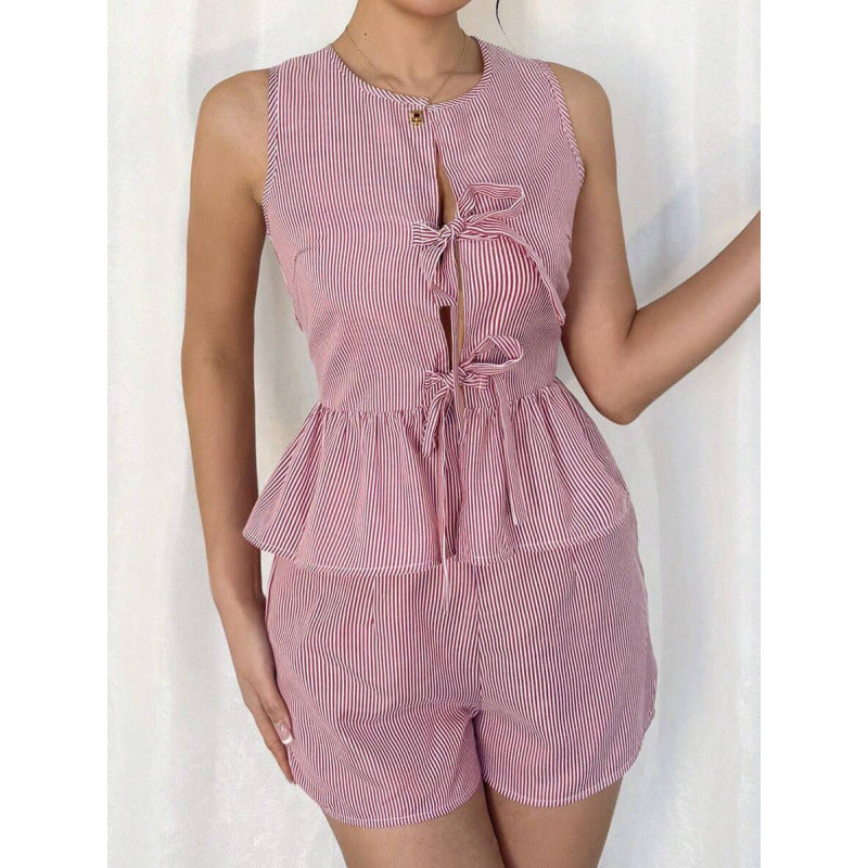 Damen Sommerliches Zweiteiliges Set mit Rüschendetails und verziertem Oberteil Echo Archiv