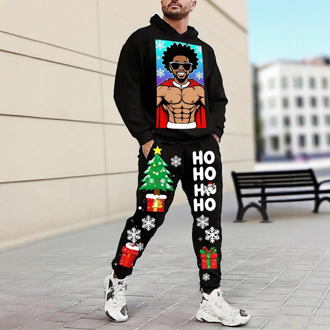 Herren Weihnachtsmotiviere Kapuzenpullover und Jogginghose Set Echoarchiv