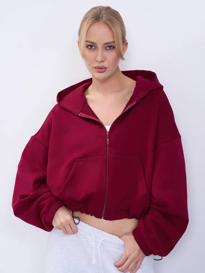 Damen Modischer cropped Zip-Hoodie Echo Archiv