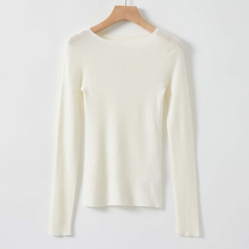Damen Feiner Langarm-Feinstrickpullover mit U-Boot-Ausschnitt und figurbetonter Passform Echoarchiv
