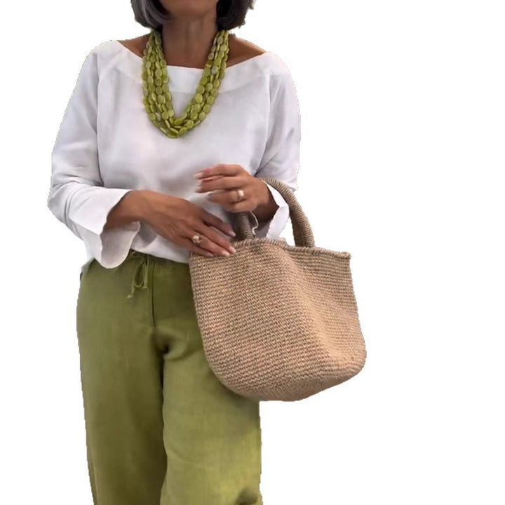 Damen nan weite Leinenmix-Palazzohose mit Kordelzug und knöchellanger Silhouette Echo Archiv