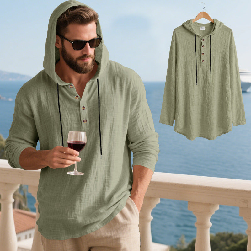 Herren Kapuzenshirt mit Knopfleiste und lässigem Schnitt Echoarchiv