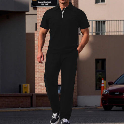 Herren modernes Freizeit Set mit hochwertigem Kurzarm-Polo und bequemen Jogginghosen Echoarchiv