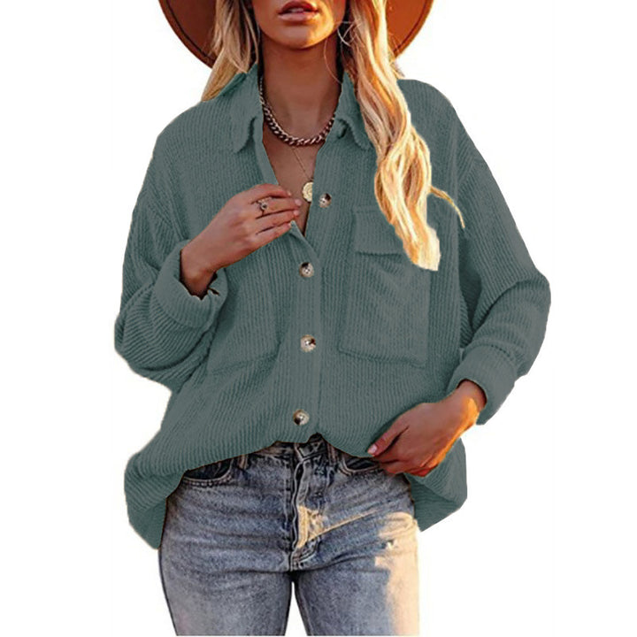 Damen Oversize-Feinstrick-Hemdjacke mit Knopfleiste und Brusttaschen Echoarchiv