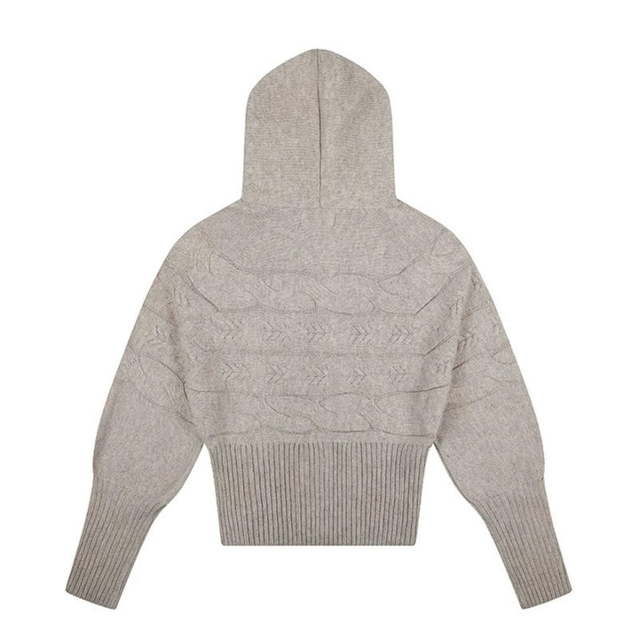 Damen Kapuzen‑Strickjacke mit Zopfmuster, Kunstfellbesatz und tailliertem Rippenbund Echoarchiv