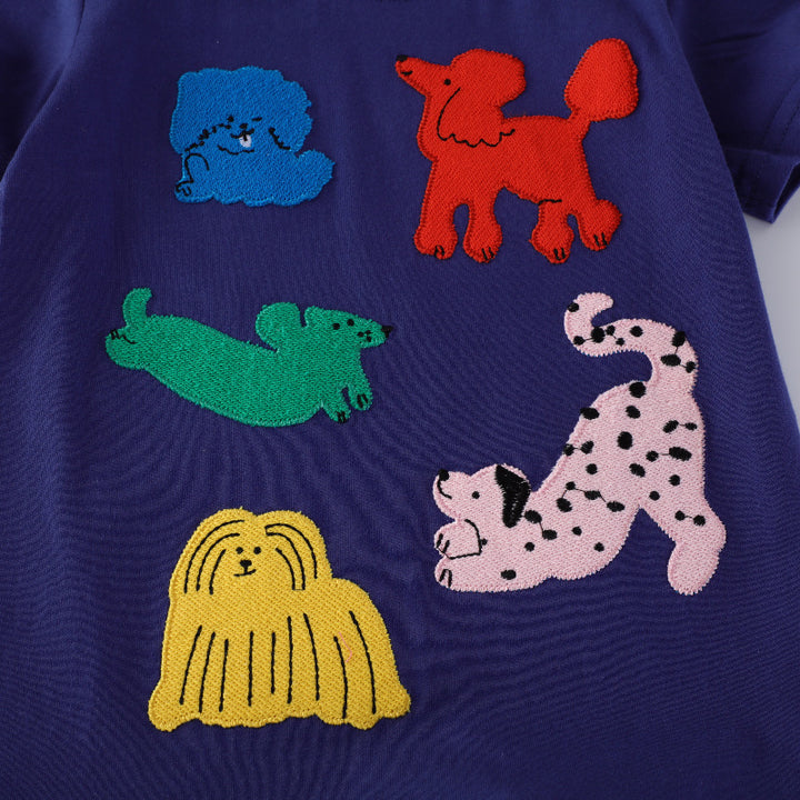 Jungen Kurzarm-T-Shirt mit buntem Tierapplikationsdesign Echo Archiv