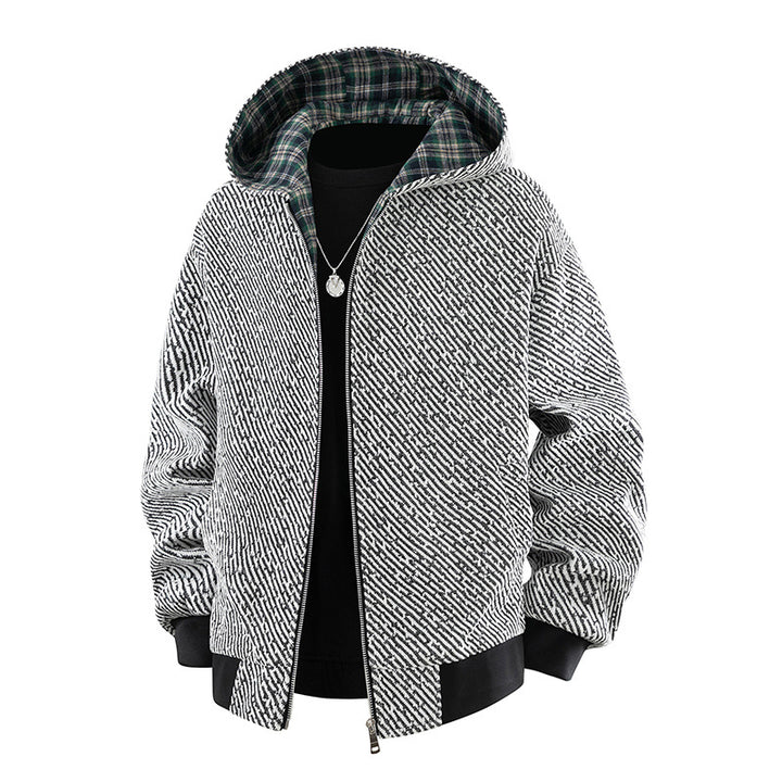 Herren Modische Bomberjacke mit kariertem Innenfutter