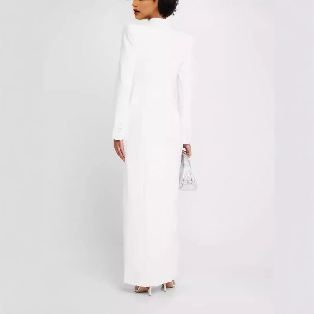 Damen Blazerkleid Maxikleid mit Doppelreiher, taillierter Silhouette und hohem Frontschlitz Echoarchiv