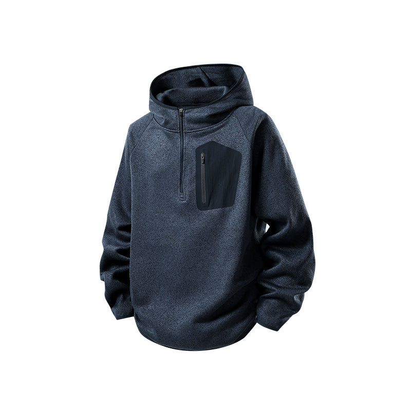 Damen Fleece-Halbzip Kapuzenpullover mit Brust-Zip-Tasche und relaxed Oversize-Schnitt Echo Archiv