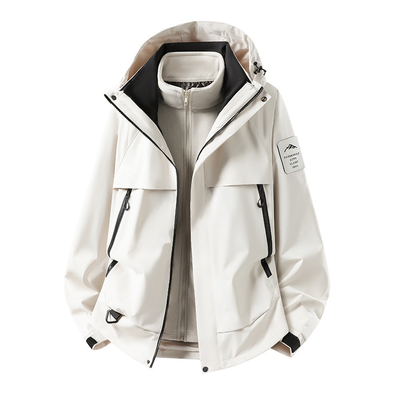 Herren modulare wasserdichte Outdoorjacke mit herausnehmbarer Fleece-Innenjacke, Kapuze und Reißverschlusstaschen Echo Archiv